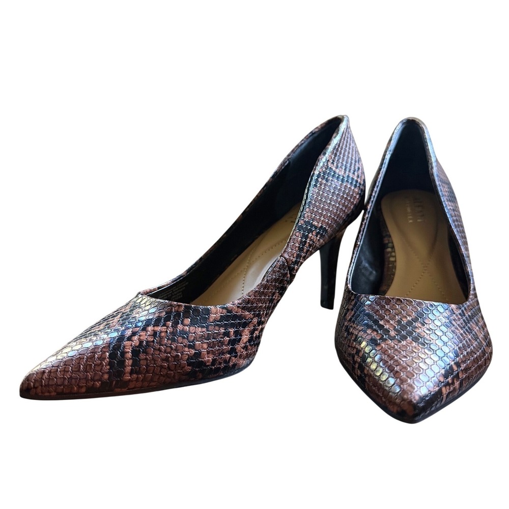 Alfani Step 'N Flex Brown Snakeskin Embossed Pointed Toe Pumps‎ Stiletto Heels